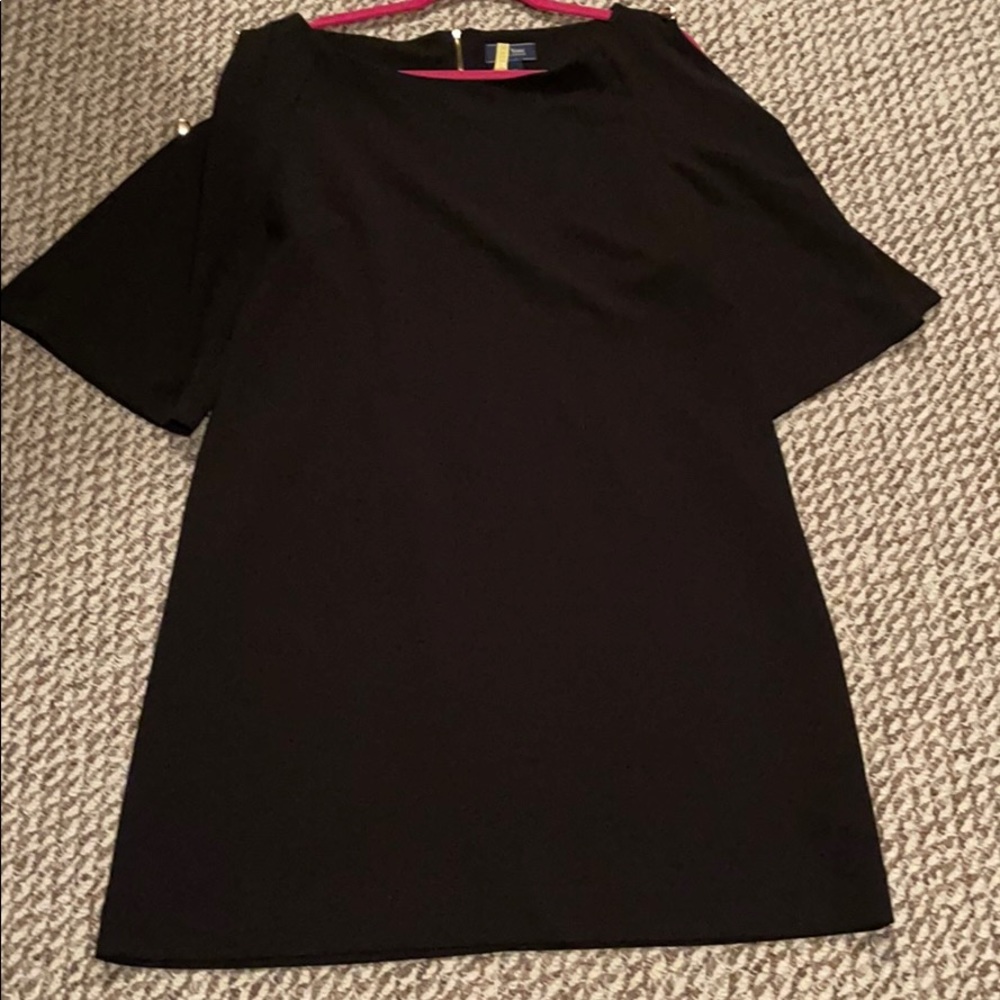 Women’s Black Cold Shoulder With Button Accents